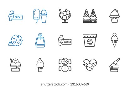 cookie icons set. Collection of cookie with ice cream, sweet. Editable and scalable cookie icons.