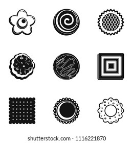 Cookie icons set. Simple set of 9 cookie vector icons for web isolated on white background