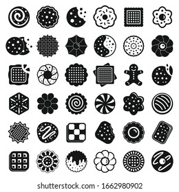 Cookie icons set. Simple set of cookie vector icons for web design on white background