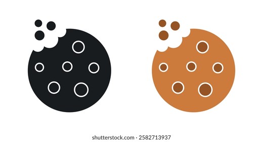 Cookie icons set vectors black and colored style