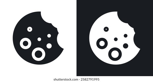 Cookie icons set vectors black and colored style