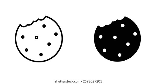 Cookie icons. stroke line and black solid icons