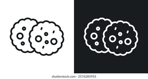 Cookie icons in thin black and white stroke liner style