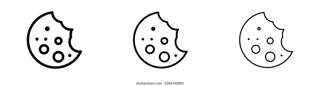 Cookie icons in three different stroke lines