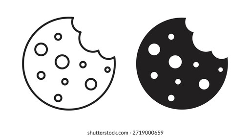 Ícones de cookies, símbolos vetoriais. sinal plano preenchido