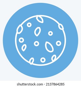 Cookie II Icon in trendy blue eyes style isolated on soft blue background