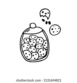 Cookie jar black contour doodle . Food, Bakery, cafe, restaurant simple icon. Isolated on white background