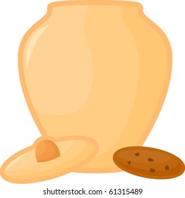 Cookie Jar With A Chocolate Chip Cookie Color Vector Illustration