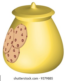 cookie jar with chocolate chip cookies - vector