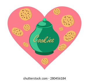 Cookie jar with cookies in a heart