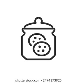 Cookie jar, linear style icon. stored cookies in a jar. Editable stroke width.