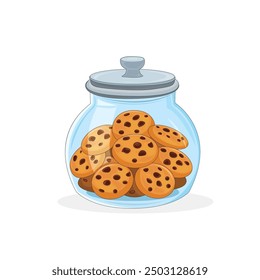 Cookie jar with tasty chocolate cookies vector illustration