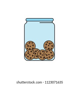 Cookie Jar Vector Icon, Chocolate Chip Cookies In A Jar Color