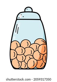 Cookie jar vector icon, chocolate chip cookies in a jar. vector illustration of a doodle