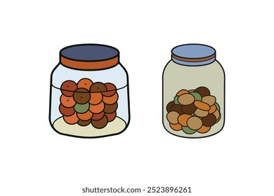 Cookie jar vector icon - Chocolate chip cookies in a jar. Doodle style vector illustration for fun and sweet designs