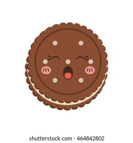 cookie kawaii dessert cute sweet food icon. Isolated and flat illustration. Vector graphic