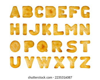 Cookie Letter Alphabet Set Isolated, Biscuit Font, Cracker Letters, Cracker Cookies Alphabet