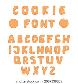Cookie letters, chocolate cracker font isolated on white background. Vector illustration