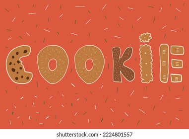 Cartas de cookie aisladas configuradas con palabra de cookie