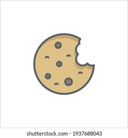 Cookie Line Icon Isolated On White Background