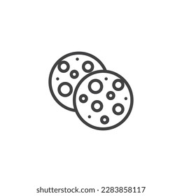 Icono de línea de cookie. signo de estilo lineal para concepto móvil y diseño web. Icono de vector de contorno de cookie de bici. Símbolo, ilustración del logotipo. Gráficos vectoriales