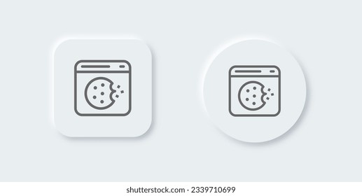 Cookie line icon in neomorphic design style. Web data signs vector illustration.