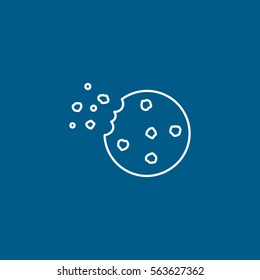 Cookie Line Icon On Blue Background