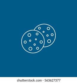 Cookie Line Icon On Blue Background