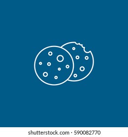 Cookie Line Icon On Blue Background