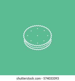 Cookie Line Icon On Green Background