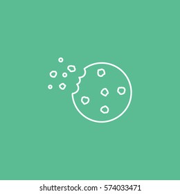 Cookie Line Icon On Green Background