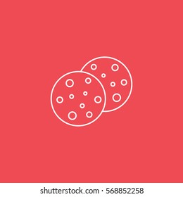 Cookie Line Icon On Red Background