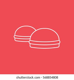 Cookie Line Icon On Red Background