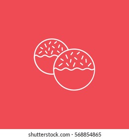 Cookie Line Icon On Red Background