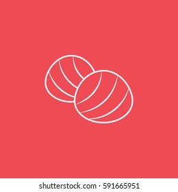 Cookie Line Icon On Red Background