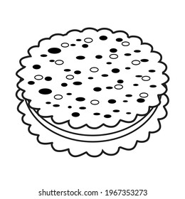 cookie line vector illustration,
isolated on white background.top view
