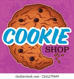 A cookie logo with crumbs.