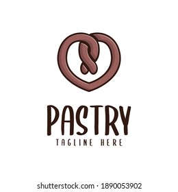 Diseño del logo de Cookie con un icono del pastel con forma de corazón