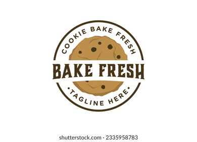 Cookie logo design vintage vector illustration fit for cookie bakery, food business brand