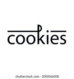 Cookie Logo Stylish Line Hand Lettering, Vector Illustration. Line Simple Direct Style For A Card, Packaging, Banner, Flyer, Sticker.