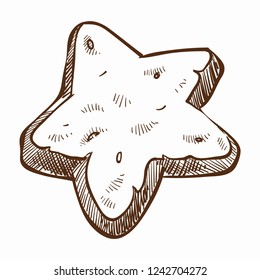 Cookie made of gingerbread snack baked in form of star