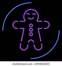 signo de neón de hombre galleta, diseño moderno de banner brillante, coloridas tendencias de diseño moderno sobre fondo negro. Ilustración vectorial.