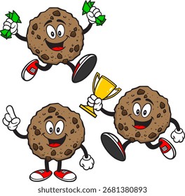 Cookie Mascot Set 01, Hand Drawn illustrations of Cookie Mascots in various poses.