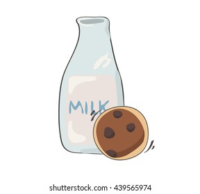 cookie and milk cartoon vector EPS10 