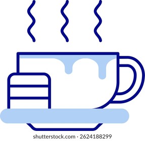 Icono de Vector de línea de galletas y leche