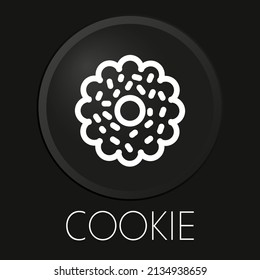 Cookie minimal vector line icon on 3D button isolated on black background. Premium Vector.

