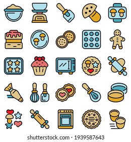 Cookie molds icons set. Outline set of cookie molds vector icons thin line color flat on white