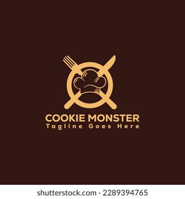 cookie monster logo, vintage and business logo design. svg