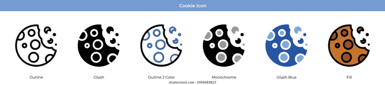 Cookie New year Icon Set Vector