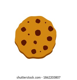Cookie. Oatmeal pastry with chocolate. The element of home bakery. Flat cartoon illustration. Sweet snack